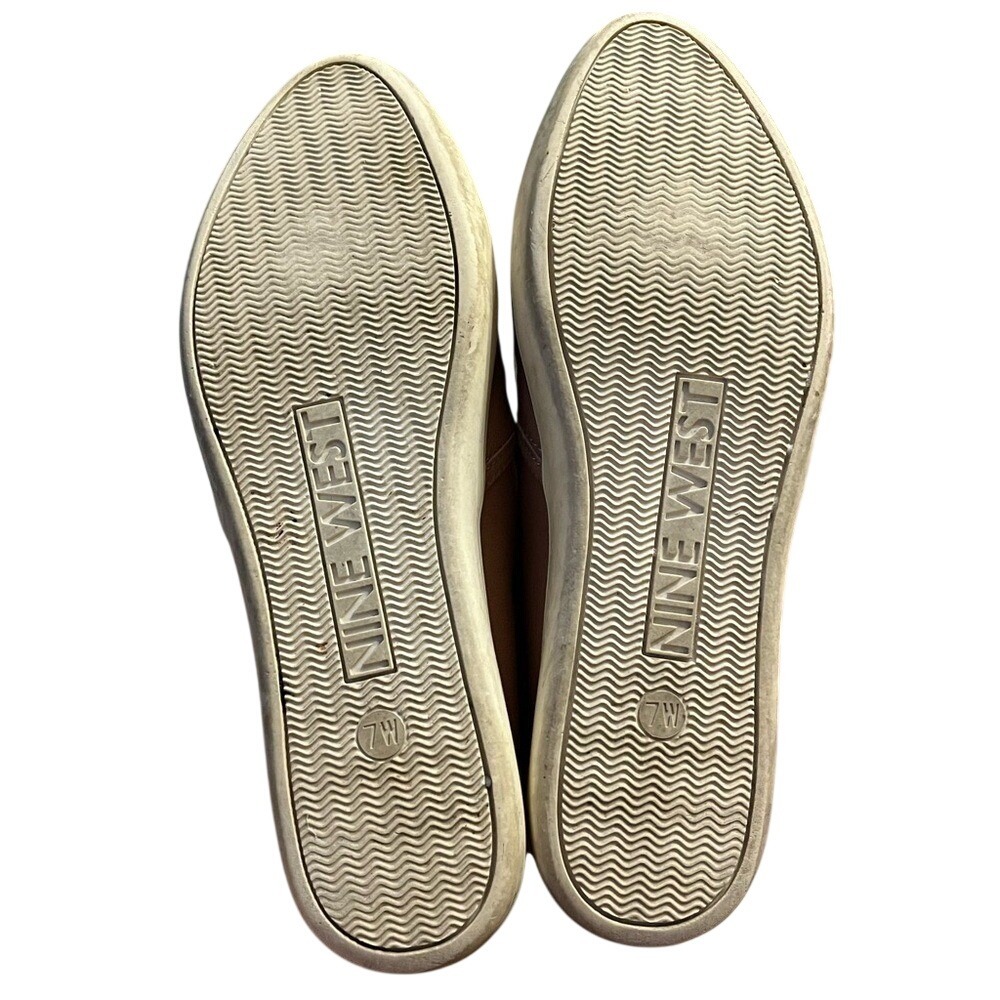 Nine West Flats Lildevil Leather Fashion Sneaker Loafers Tan Brown Women 7 - Picture 5 of 6